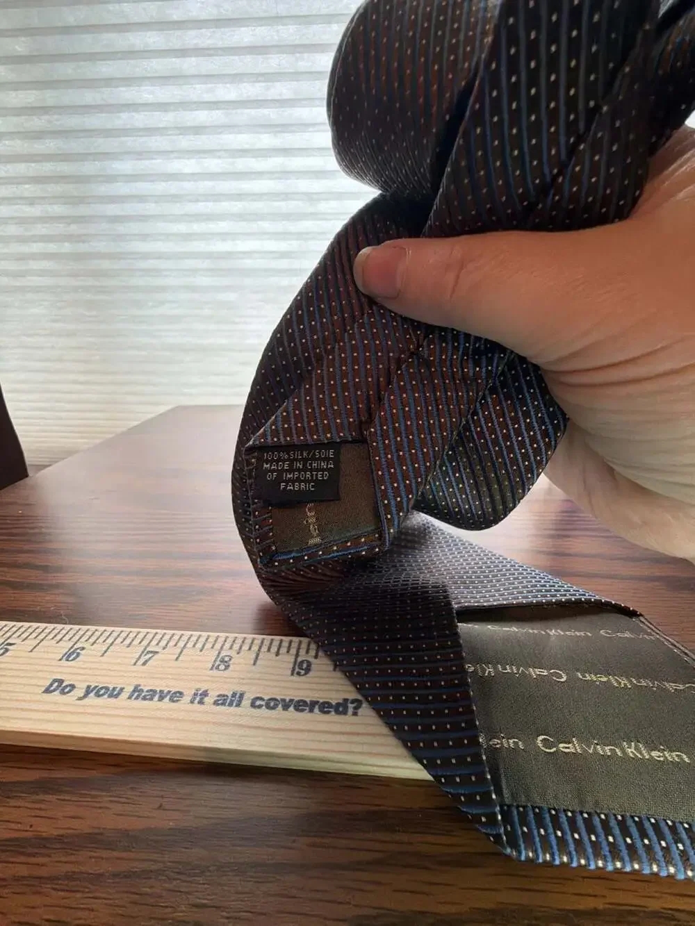 Calvin Klein 100% Silk Brown Striped Dot Men's Necktie